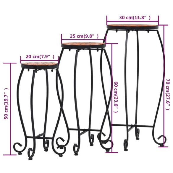 Set Mese Mozaic Ceramică - 3 Bucăți - Cărămiziu
