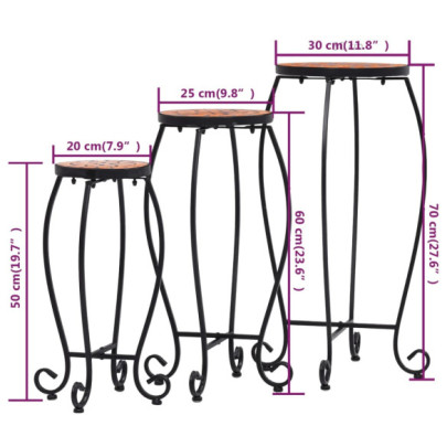 Set Mese Mozaic Ceramică - 3 Bucăți - Cărămiziu