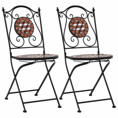 Scaune bistro cu mozaic - 2 buc. - maro - ceramică