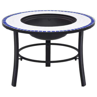 Vatră de foc cu mozaic - albastru și alb - 68 cm - ceramică