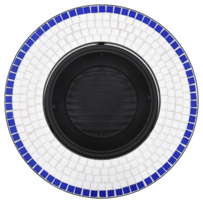 Vatră de Foc cu Mozaic Ceramică - Albastru și Alb - 68 cm