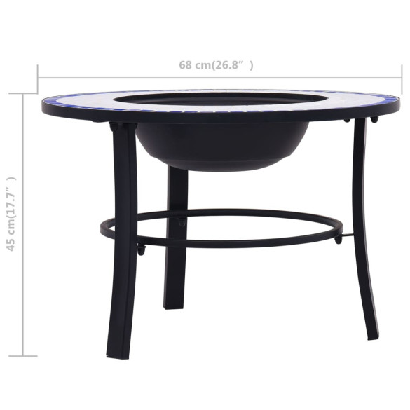 Vatră de Foc cu Mozaic Ceramică - Albastru și Alb - 68 cm Vatră de Foc cu Mozaic Ceramică - Albastru și Alb - 68 cm