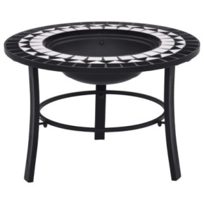 Vatră de Foc cu Mozaic Ceramică - 68 cm - Negru și Alb