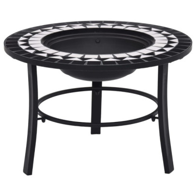 Vatră de foc cu mozaic - negru și alb - 68 cm - ceramică