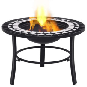 Vatră de Foc cu Mozaic Ceramică - 68 cm - Negru și Alb 2