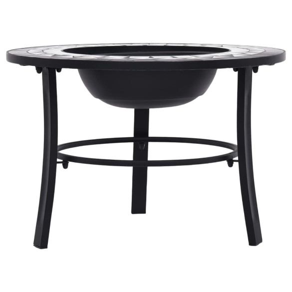 Vatră de Foc cu Mozaic Ceramică - 68 cm - Negru și Alb Vatră de Foc cu Mozaic Ceramică - 68 cm - Negru și Alb