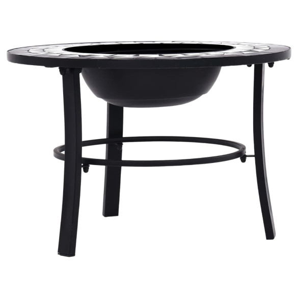 Vatră de Foc cu Mozaic Ceramică - 68 cm - Negru și Alb Vatră de Foc cu Mozaic Ceramică - 68 cm - Negru și Alb
