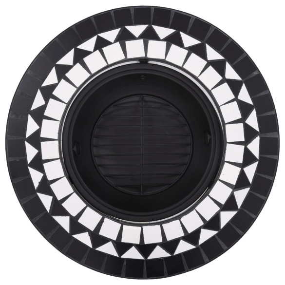 Vatră de Foc cu Mozaic Ceramică - 68 cm - Negru și Alb Vatră de Foc cu Mozaic Ceramică - 68 cm - Negru și Alb