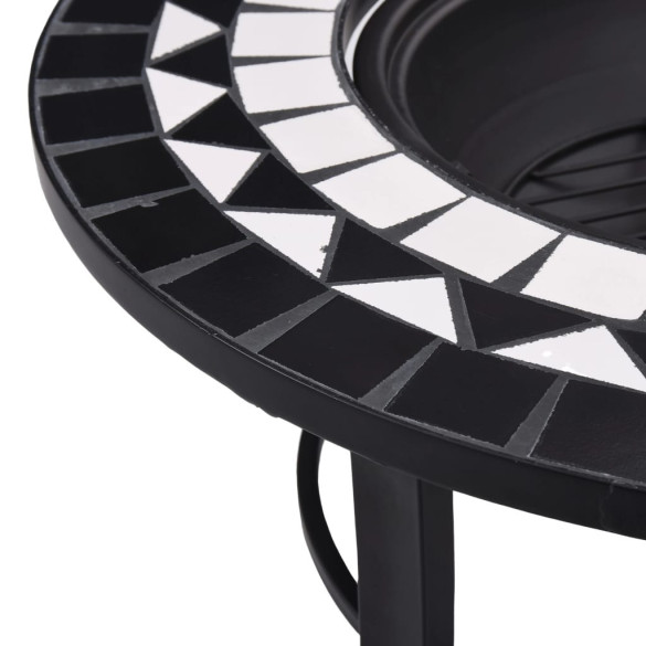 Vatră de Foc cu Mozaic Ceramică - 68 cm - Negru și Alb Vatră de Foc cu Mozaic Ceramică - 68 cm - Negru și Alb