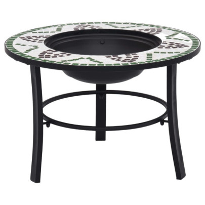 Vatră de foc cu mozaic - verde - 68 cm - ceramică