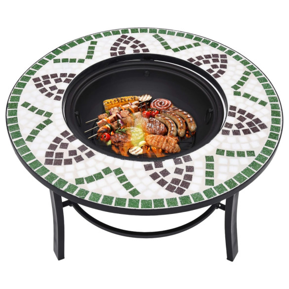 Vatră de foc cu mozaic verde ceramică - 68 cm | Gratis Vatră de foc cu mozaic verde ceramică - 68 cm | Gratis