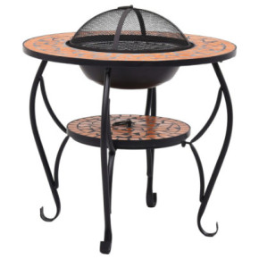 Masă cu Vatră de Foc Mozaic Cărămiziu - 68 cm Ceramică 2