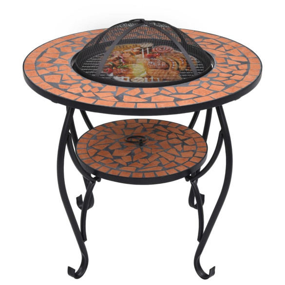Masă cu Vatră de Foc Mozaic Cărămiziu - 68 cm Ceramică Masă cu Vatră de Foc Mozaic Cărămiziu - 68 cm Ceramică