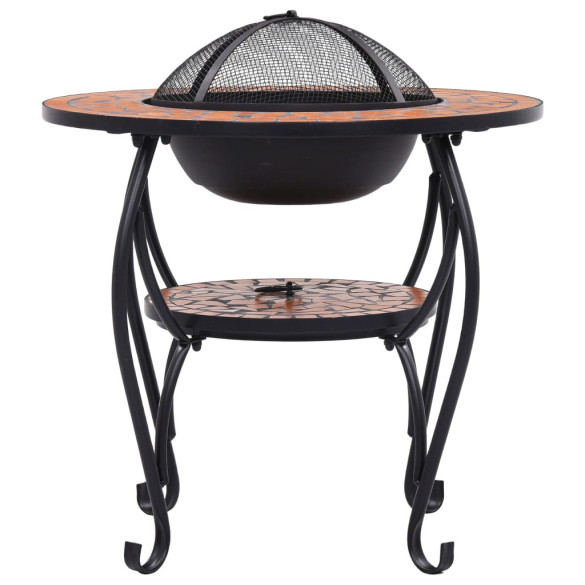Masă cu Vatră de Foc Mozaic Cărămiziu - 68 cm Ceramică Masă cu Vatră de Foc Mozaic Cărămiziu - 68 cm Ceramică