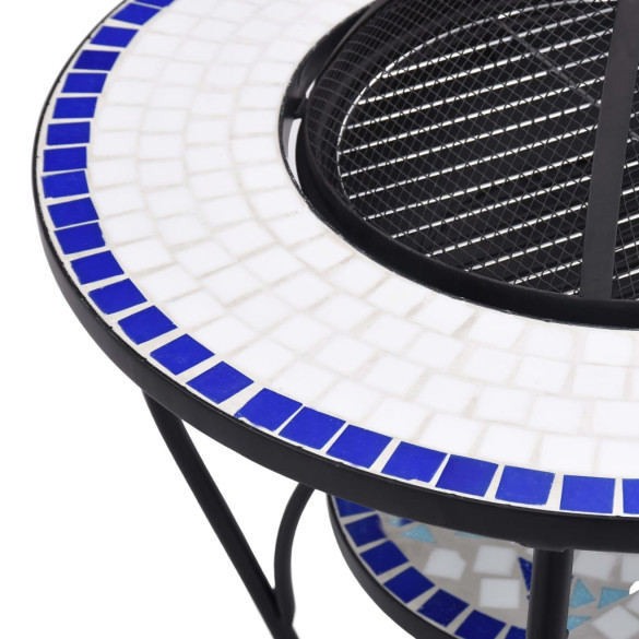 Masă cu Vatră de Foc Ceramică - Mozaic Albastru și Alb Masă cu Vatră de Foc Ceramică - Mozaic Albastru și Alb