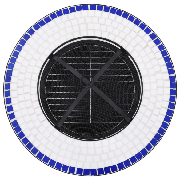 Masă cu Vatră de Foc Ceramică - Mozaic Albastru și Alb Masă cu Vatră de Foc Ceramică - Mozaic Albastru și Alb
