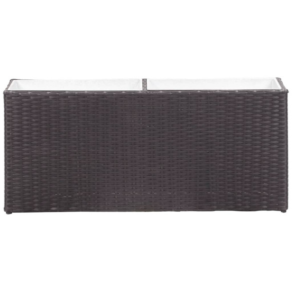 Strat Înălțat Grădină Poliratan cu 2 Ghivece Zinc Negru