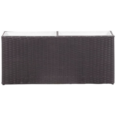 Strat Înălțat Grădină Poliratan cu 2 Ghivece Zinc Negru