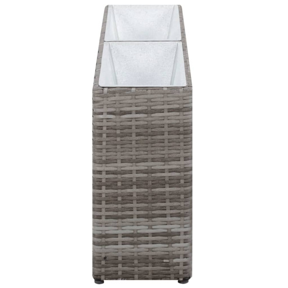 Strat Înălțat Grădină cu 2 Ghivece - Gri, Poliratan