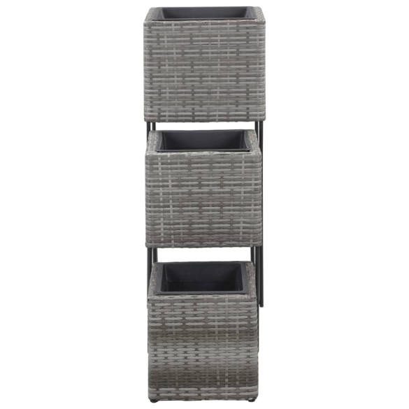 Set 3 Jardiniere Înalte Gri Poliratan | Livrare Gratuită