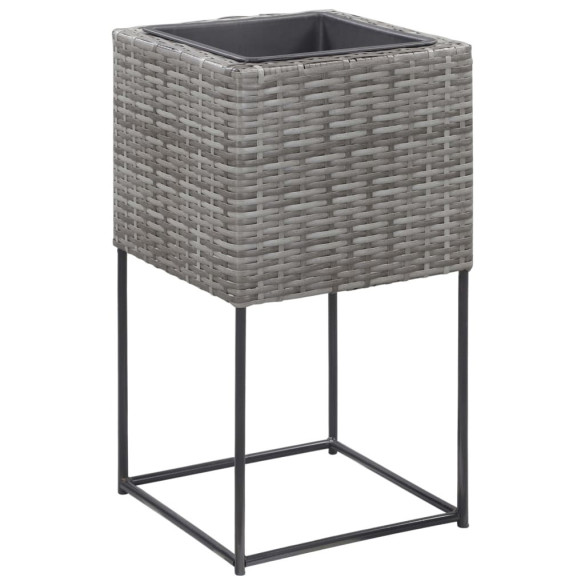 Set 3 Jardiniere Înalte Gri Poliratan | Livrare Gratuită