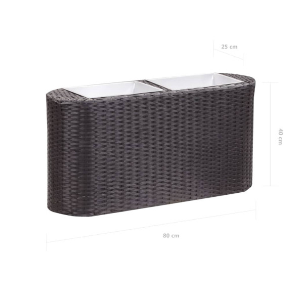 Strat Înălțat Grădină Negru 80x25x40 cm Poliratan cu Zinc