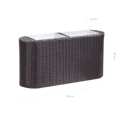 Strat Înălțat Grădină Negru 80x25x40 cm Poliratan cu Zinc