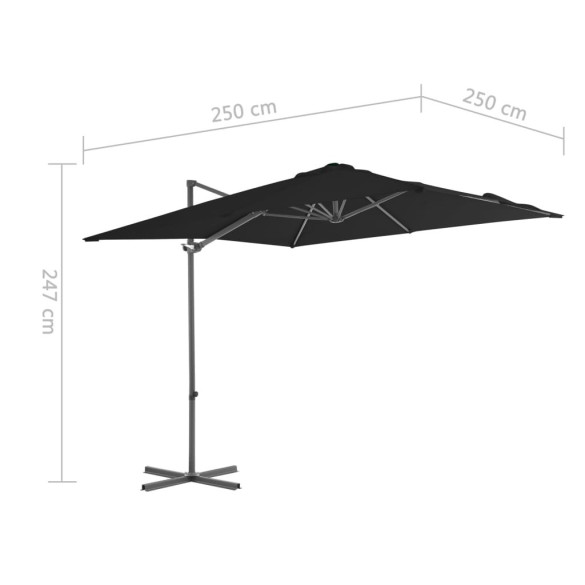 Umbrelă Grădină Consolă - Oțel Negru 250x250 cm - Livrare Gratuită
