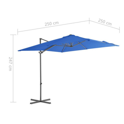 Umbrelă în Consolă - Oțel - Albastru Azur - 250x250 cm