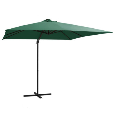 Umbrelă LED în consolă - Oțel verde, 250x250 cm