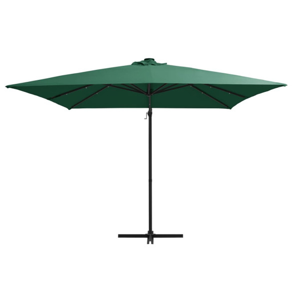Umbrelă LED în consolă - Oțel verde, 250x250 cm