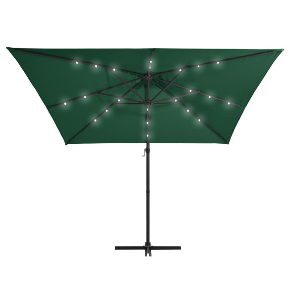 Umbrelă LED în consolă - Oțel verde, 250x250 cm