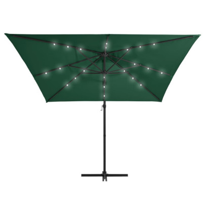 Umbrelă LED în consolă - Oțel verde, 250x250 cm