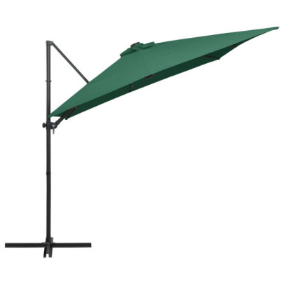 Umbrelă LED în consolă - Oțel verde, 250x250 cm