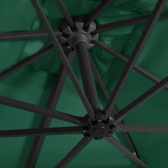 Umbrelă LED în consolă - Oțel verde, 250x250 cm