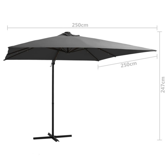 Umbrelă Consolă cu LED - Oțel Antracit - 250x250 cm