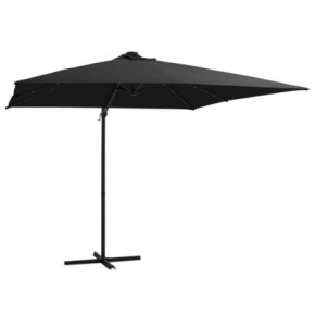 Umbrelă în Consolă cu LED - Oțel Negru - 250x250 cm