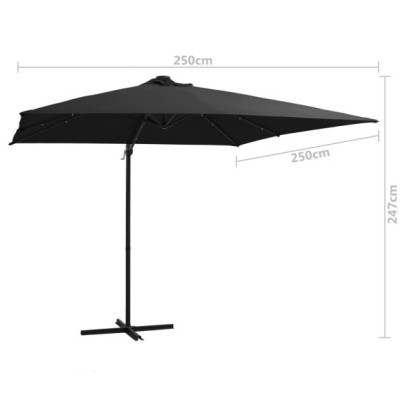 Umbrelă în Consolă cu LED - Oțel Negru - 250x250 cm
