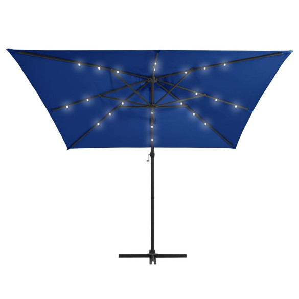 Umbrelă Consolă cu LED - Oțel Albastru, 250x250 cm | Livrare Gratuită