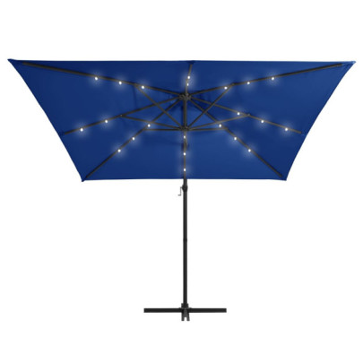 Umbrelă Consolă cu LED - Oțel Albastru, 250x250 cm | Livrare Gratuită