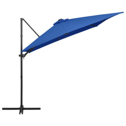Umbrelă Consolă cu LED - Oțel Albastru, 250x250 cm | Livrare Gratuită