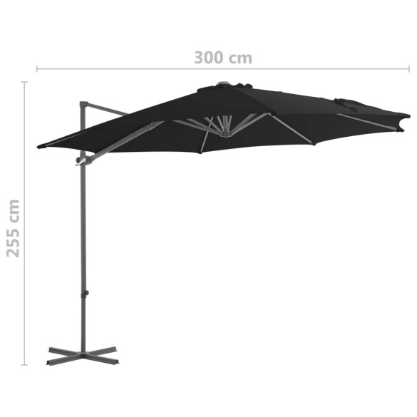 Umbrelă Consolă Grădină Oțel Negru 300 cm | Livrare Gratuită