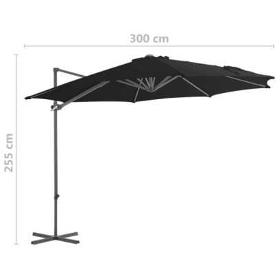 Umbrelă Consolă Grădină Oțel Negru 300 cm | Livrare Gratuită