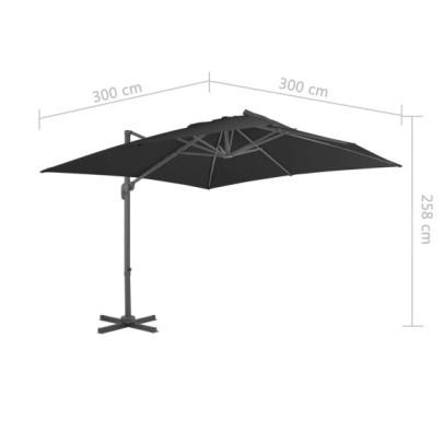 Umbrelă Consolă Aluminiu 3x3m - Negru | Livrare Gratuită