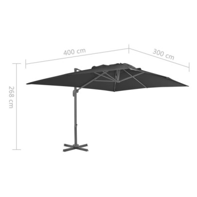 Umbrelă Consolă Aluminiu 4x3 m Negru - Livrare Gratuită