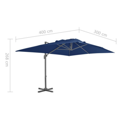Umbrelă în consolă din aluminiu - Albastru azur - 4x3 m