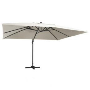 Umbrelă Consolă cu LED, Aluminiu Nisipiu, 400x300cm