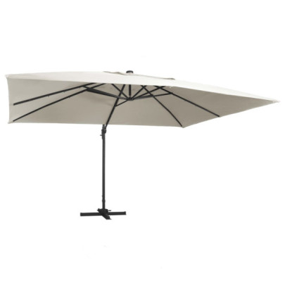 Umbrelă Consolă cu LED, Aluminiu Nisipiu, 400x300cm