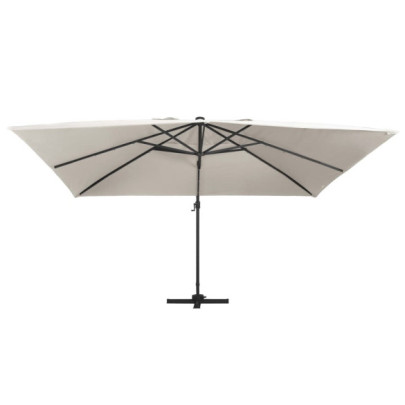 Umbrelă Consolă cu LED, Aluminiu Nisipiu, 400x300cm
