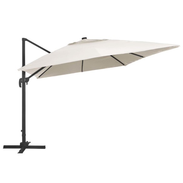 Umbrelă Consolă cu LED, Aluminiu Nisipiu, 400x300cm